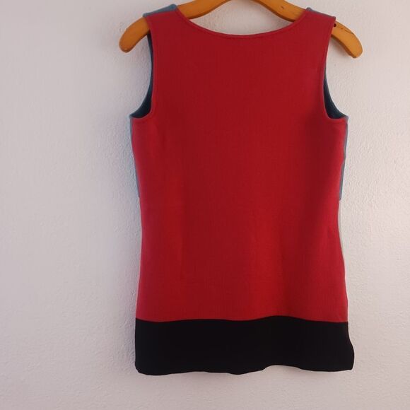 St. John Wool Blend Colorblock Knit Tank Top Tunic Sleeveless Shirt Size Small - Picture 5 of 6